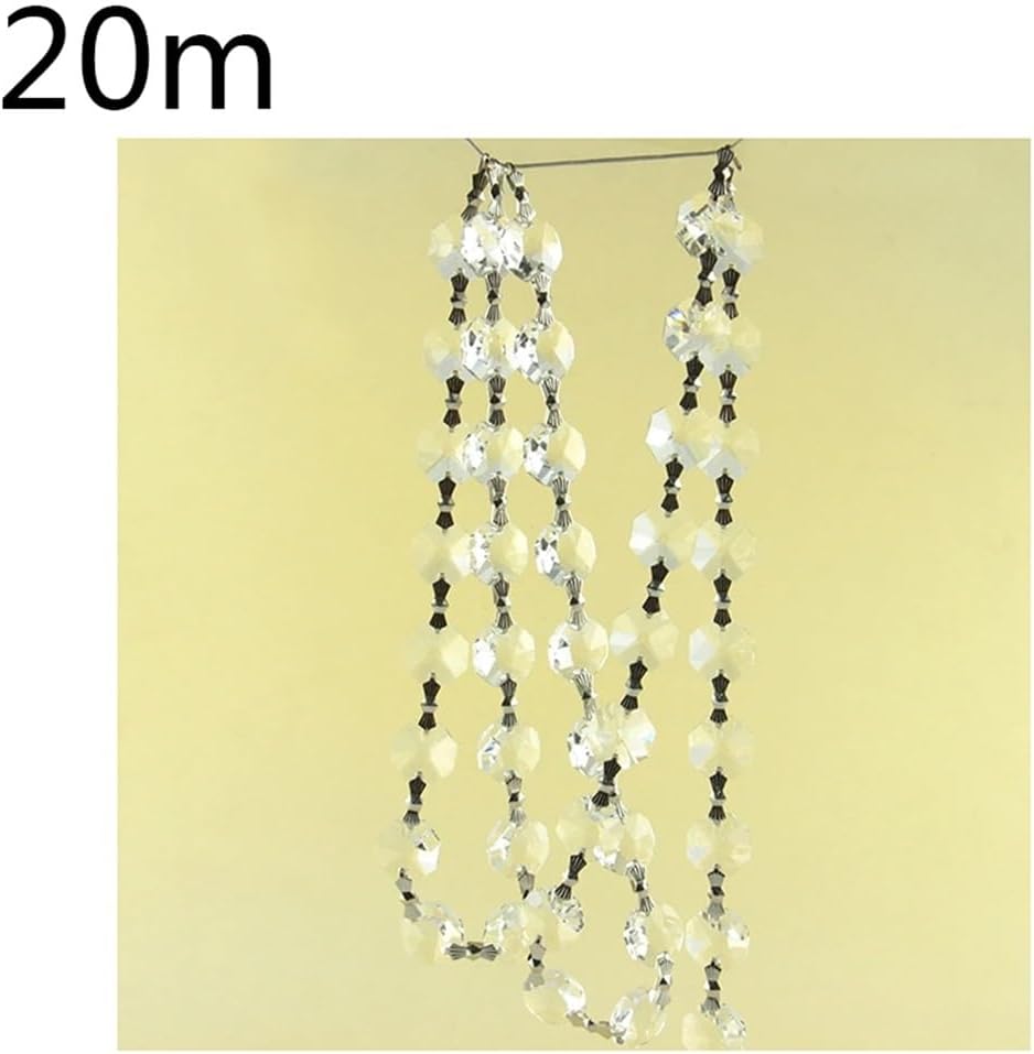 Hanging Crystals Prisms 14mm K9 Crystal Octagon Beads Garlands with Silver Buckle Pendant Lighting for Home Decoration Hangings Crystals for Decoration(20m)