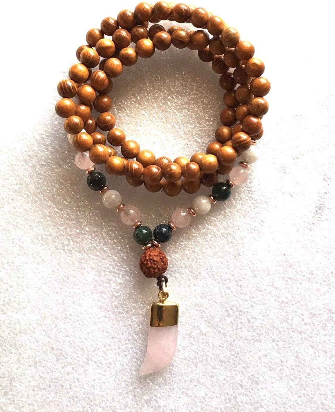 7 Chakra Wrap Mala Beads, 108 Wooden Mala Beads, Stretch Wrap Mala, Mala Necklace Without Tassel, Gemstone Wrap Mala