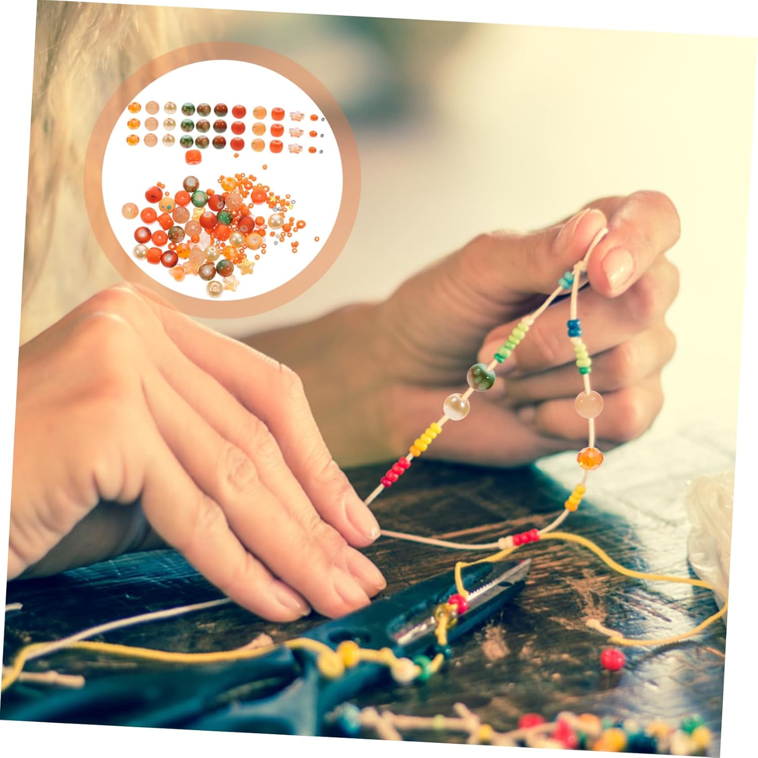 2 Packs MiPB9rrg Bead Kit Bracelet Making Kit Beads Round Loose Beads Crystal Bracelet Making Kit Manual Bead Bracelet Plastic (Orange 0.8X