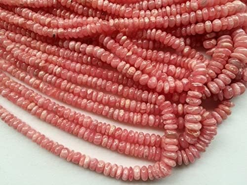 BEADS GEMSTONE 1 Strand Natural Rhochrosite Plain Rondelle Beads, Natural Rhochrosite Beads, 4.5-7.5mm, 16 Inch Code-HIGH-17364