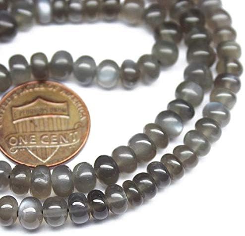 Natural Grey Fire Moonstone Smooth Gemstone Rondelle Gemstone Loose Craft Beads Strand 18 Inch Long 6mm Code-HIGH-721