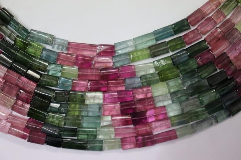 Multi Tourmaline Smooth Tube Shape Beads 5 * 10 mm Multi Tourmaline Flat Tube Tourmaline Beads Wholesale Beads for Making Jwelery
