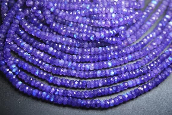 10 Inch Strand,Super Finest,Lavender Rainbow Moonstone Faceted Rondelles Shape,5-5.5mm Size,