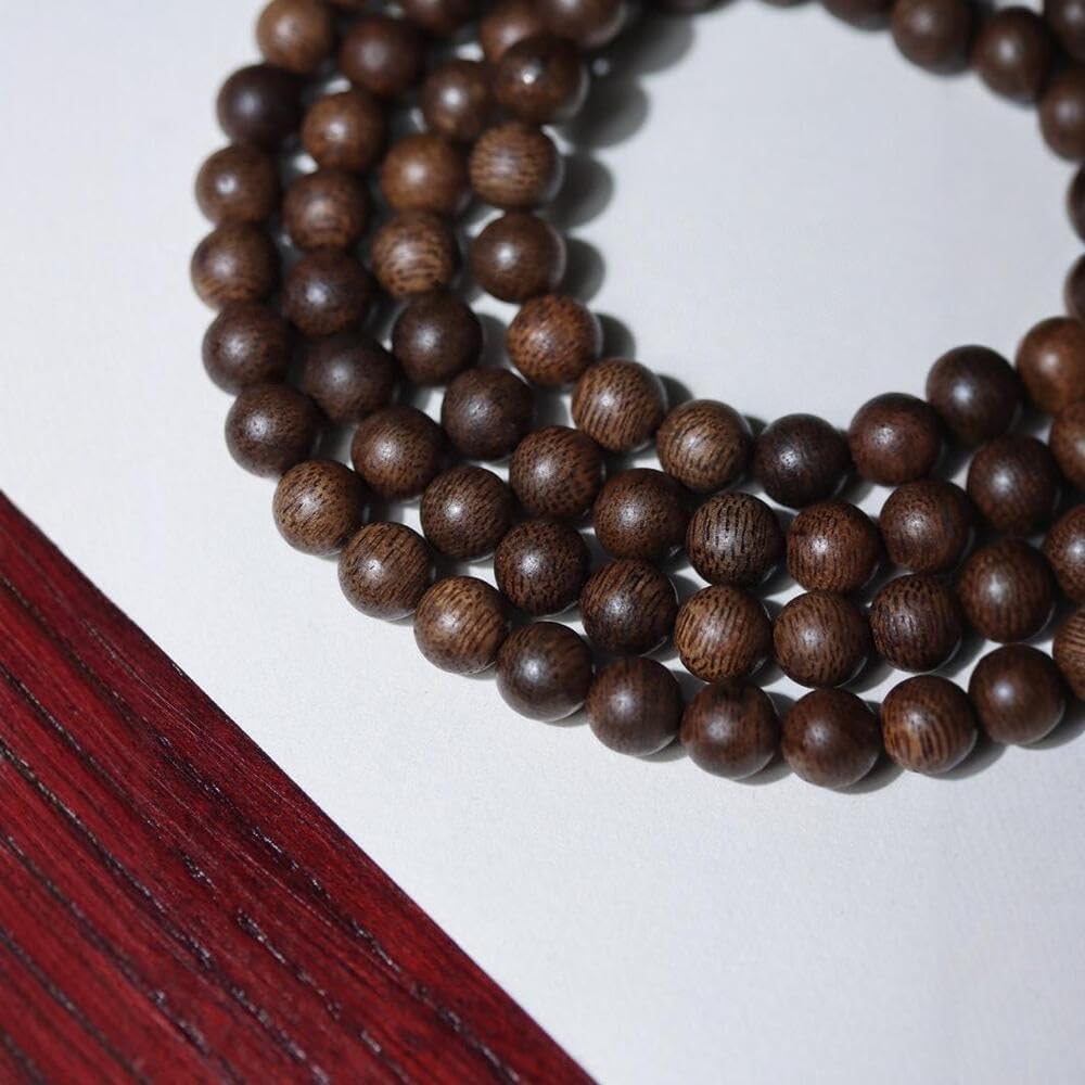 Agarwood 8mm*108pcs Brunei Black Chess Agarwood Skewers Buddha Beads Rosary Beads