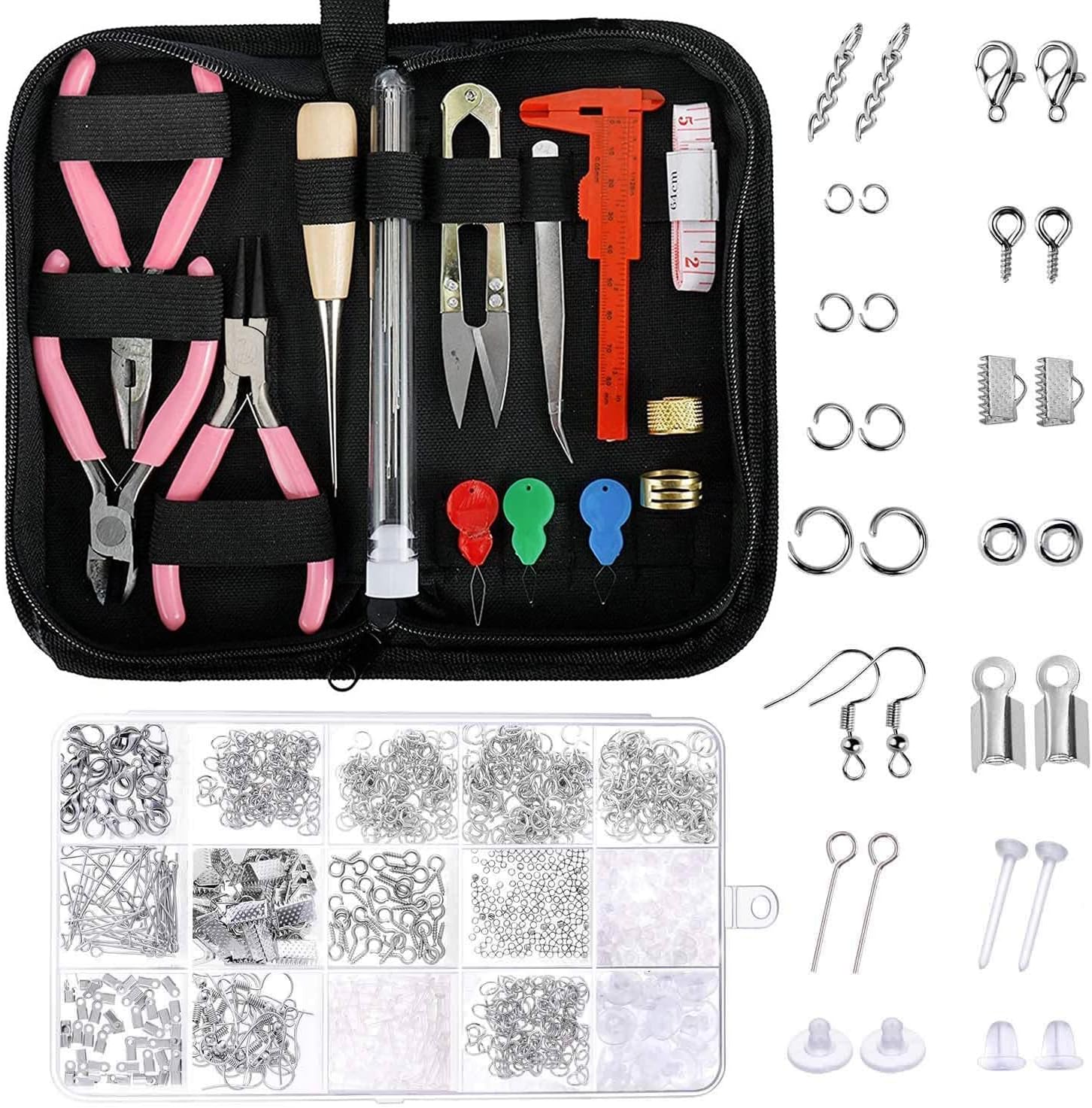 1072pc Jewelry Making Supplies Kit with Jewelry Tools, Jewelry Wires and Jewelry Findings for Jewelry Repair and Beading (Color : A)