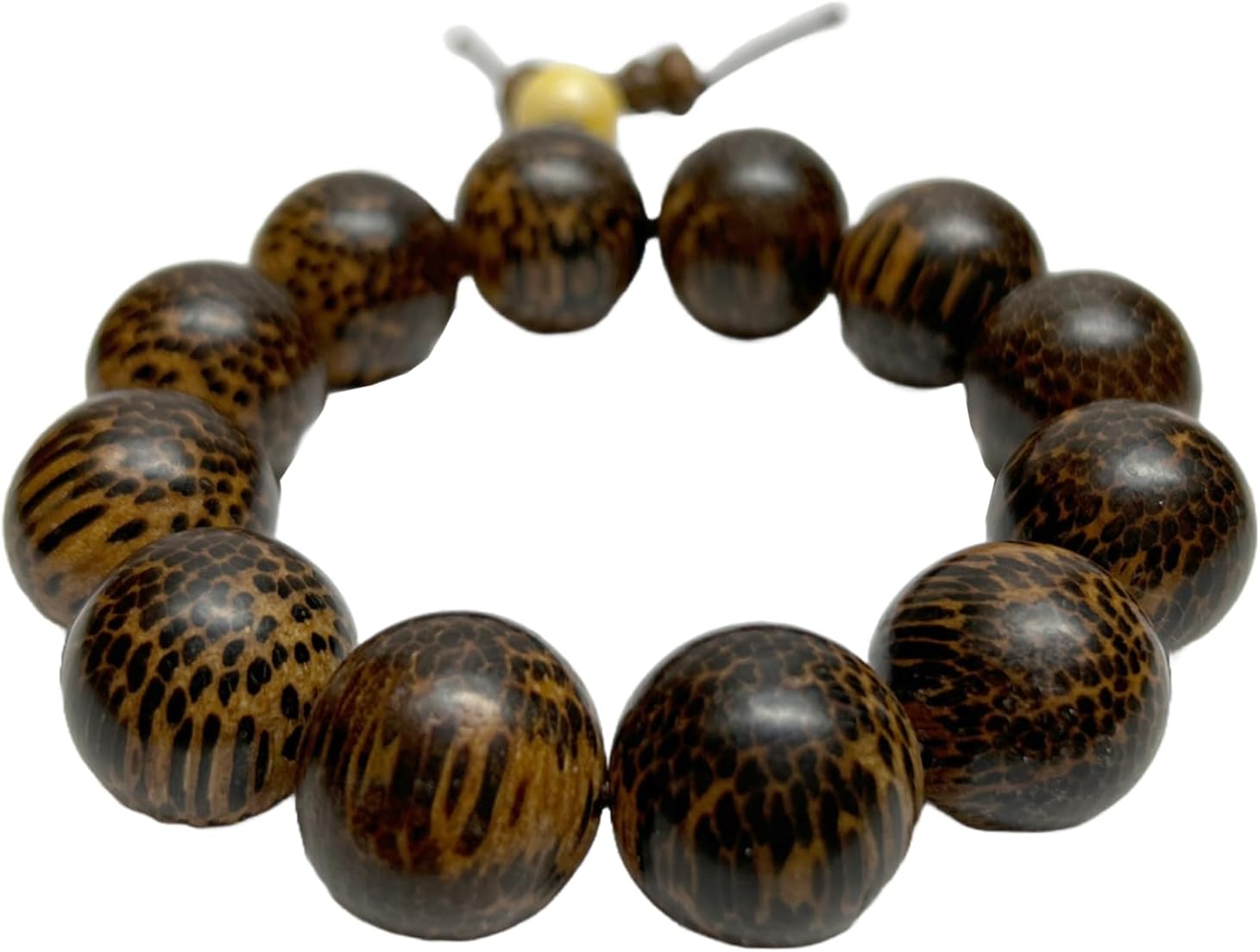 Natural Scale Dots Pattern Wood Beads Hand Rosary Praying Bracelet Aws4687