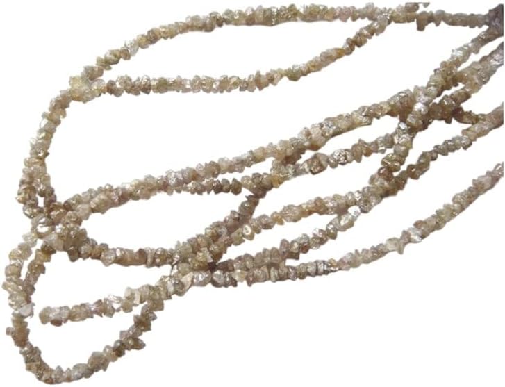 3-4mm Champagne Brown Rough Diamonds, Natural Raw Uncut Diamond Beads, Champagne Brown Raw Diamonds For Jewelry (4IN To 16IN Options), 4 MM - 3 MM