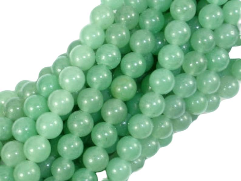 13 inch Strand of Natural gem Green Aventurine, 8mm Round Smooth Beads for DIY Jewelry Making. | Beads_04120