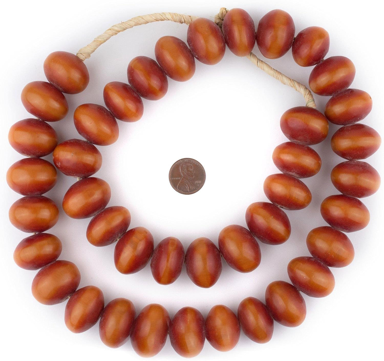 The Bead Chest Auburn Kenya Amber Resin Saucer Beads (25mm)