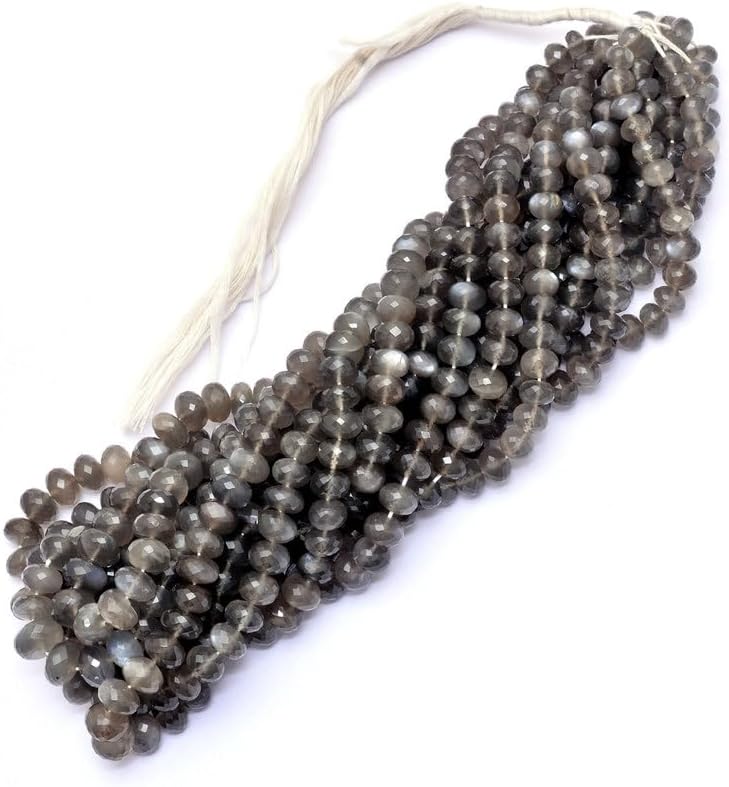 13 inch Strand of Natural gem Gray Moonstone, 7-9mm rondelle Faceted Beads for DIY Jewelry Making. | Beads_03965