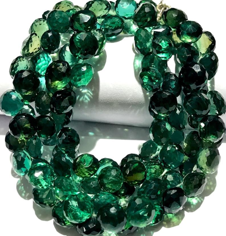 Natural Green Spinel Onion Smooth Beads 10 MM 18 inch Long String Jewelry Making Gemstone Beads for Necklace Bracelet