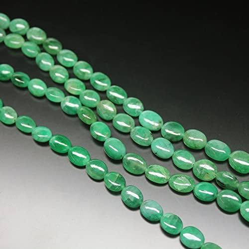 13 inch Strand of Natural gem Emerald, 6-10 mm Oval Smooth Beads for DIY Jewelry Making. | Beads_03844