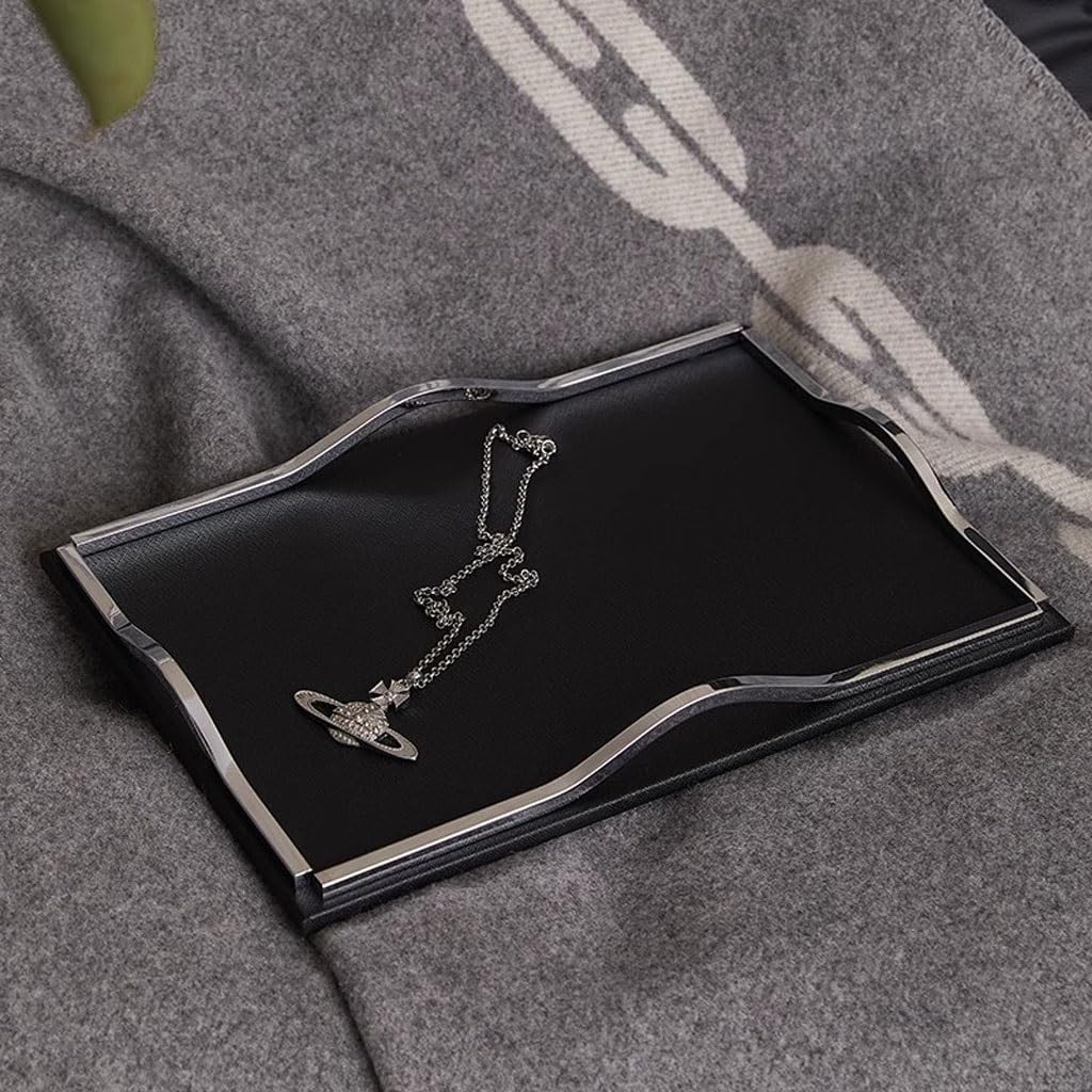 Tray Modern Porch Black Leather Aromatherapy Tray Living Room Tea Table Coffee Snack Tray Serving Trays