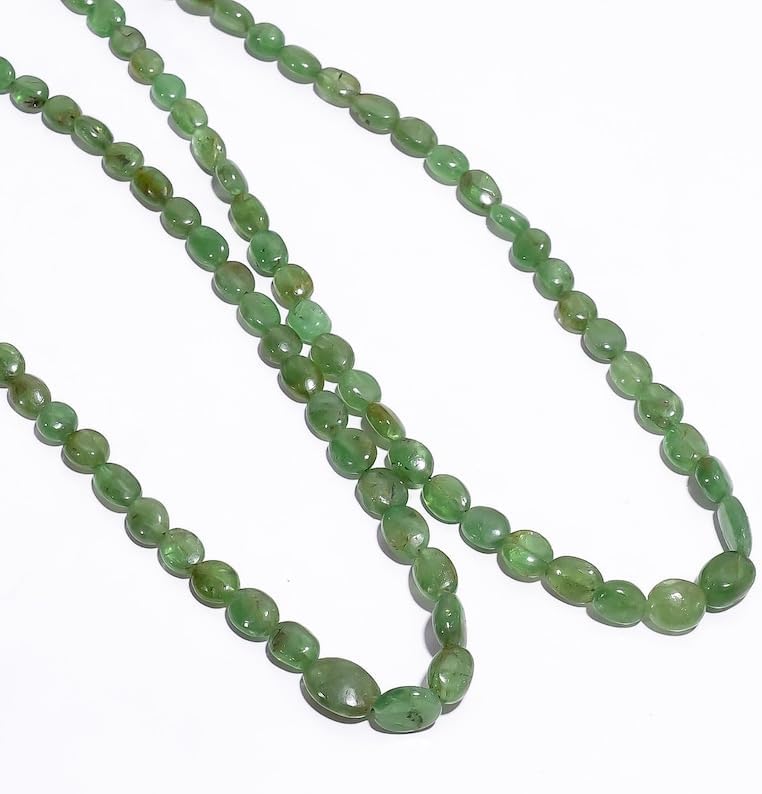 Natural Tsavorite Oval Smooth Beads 4x9 mm 18 inch Long String Jewelry Making Gemstone Beads for Necklace Bracelet
