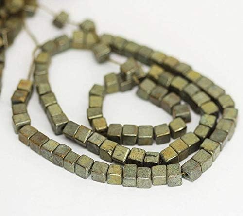5 Strands Gray Pyrite Smooth Square Box Cube Gemstone Loose Craft Beads 16 Inch Long 5mm 6mm Code-HIGH-26836