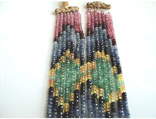 15-18 inch Strand Natural Sapphire 3-5 mm rondelle Faceted Beads for Jewelry - Sapphire - Beautiful Multi Sapphire Faceted rondelles - 3mm to 5mm - 7 Lines - 15 inch to 18 inch Strands