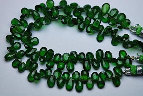 7 inch Strand Natural Green Chrome Diopside 7-8 mm pear Faceted Beads - Jewelry - gems Quality Strand,7 inches Strand, AAA Super Rare Green Chrome Diopside Faceted pear Shape, Size 7-8mm