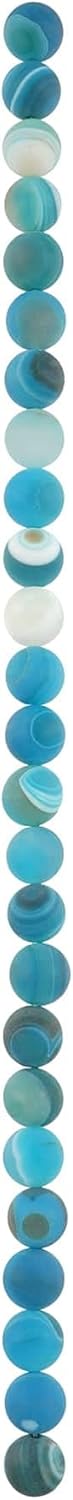 Bead Landing Blue Stripe Matte Agate Round Beads, 10mm, 12 Pack