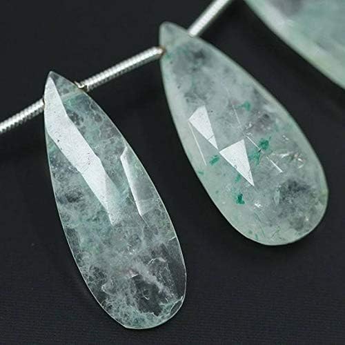 Green Grapolite Faceted Briolette Pear Drop Gemstone Craft Loose Beads Strand 4 Inch Long 23mm 26mm Code-HIGH-1522