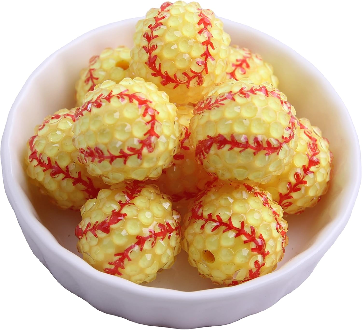 Davitu Kwoi vita 100pcs A lot 20mm Loose Round Yellow Baseball Resin Rhinestone Ball Beads Chunky Beads for Bubblegum Necklace Jewelry - (Color: ab Color, Item Diameter: 20mm 100pcs per Bag)