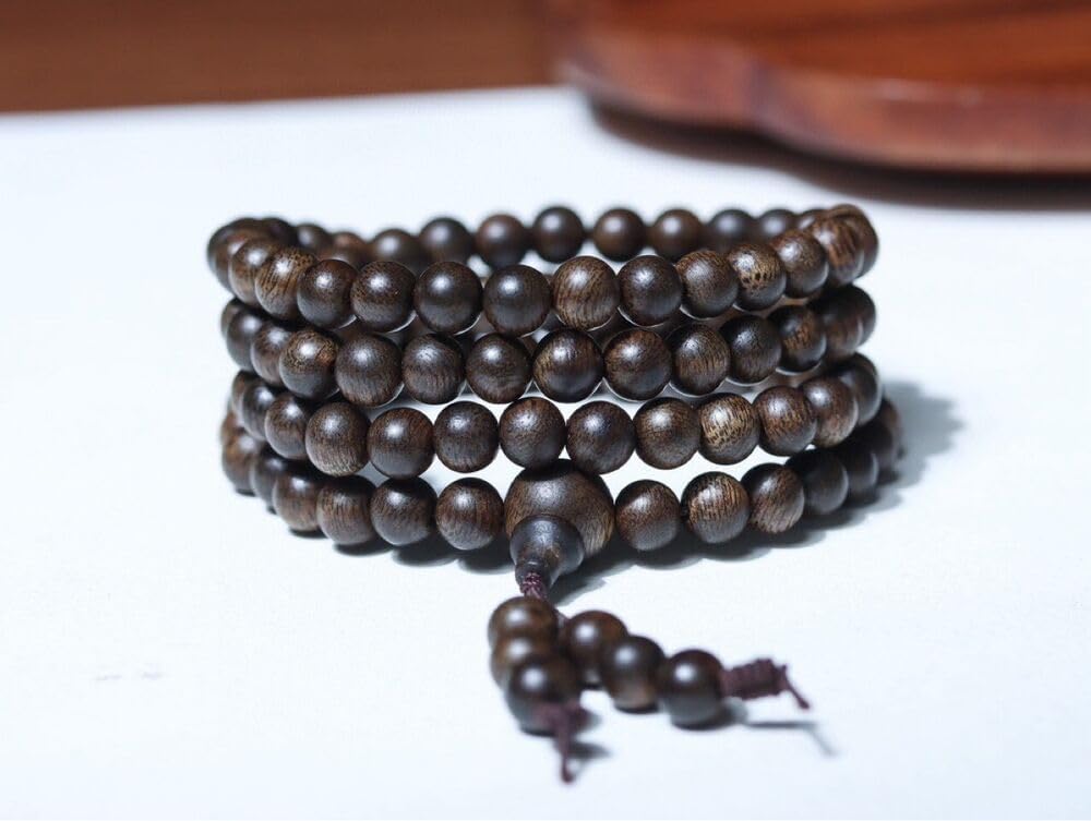 Agarwood 6mm*108pcs Brunei Black Chess Agarwood Skewers Buddha Bead Rosary Gift Set