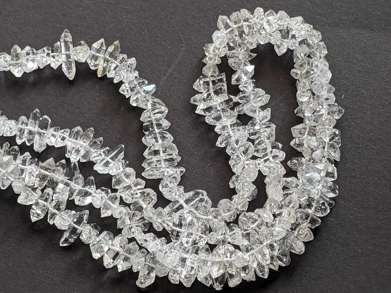 Clear Herkimer Diamond Beads, 8-11 mm Natural Center Drilled Clear Raw Herkimer Diamond Quartz Nuggets for Jewelry (4 IN To 16 IN) - ASG55