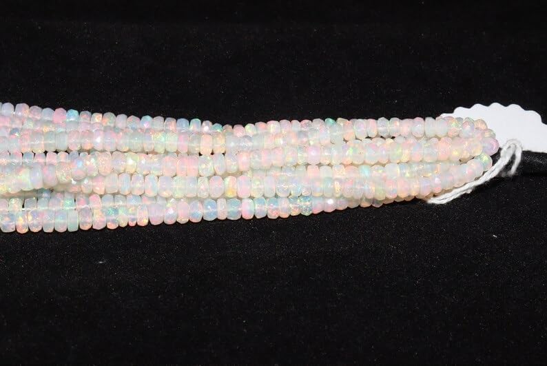 AAA+ Ethiopian Opal Faceted Rondelle Bead 3-5 mm Strand Opal Rondelle Beads Fire Opal Bead Flashy Opal for Making Jwelery