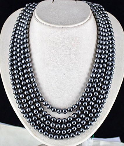 5 Line Natural Black HEMATITE ROUND BEADS 18 INCHES 8 MM