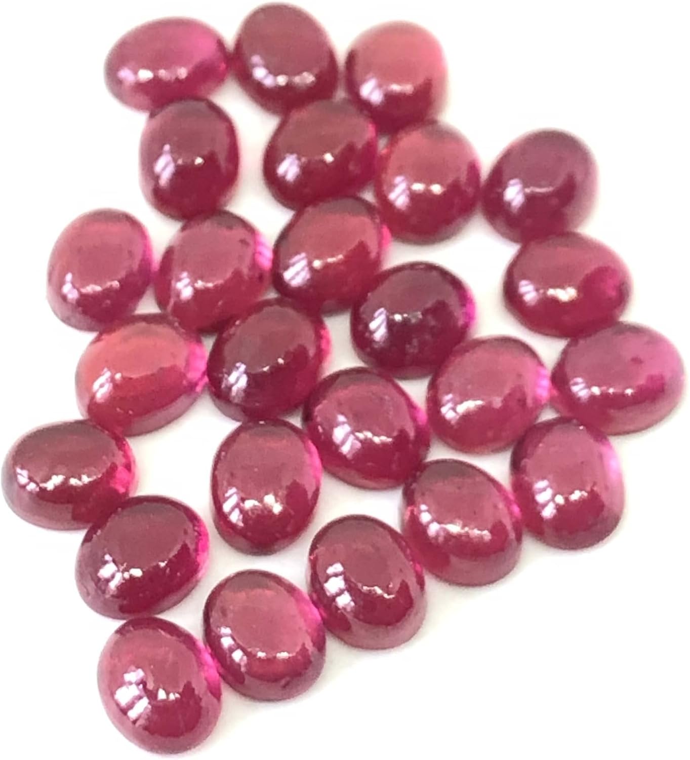 15.94 Ct Luster Ruby Oval Shape Cabochon Size 5x4 mm Attractive High Quality Wholesale 25 Pcs Lot Loose Gemstone Best For Making Necklace, Pendant, Earring Jewelry