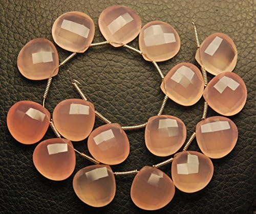 3 matched pair,quality,rose chalcedony faceted heart shape briolettes 12mm