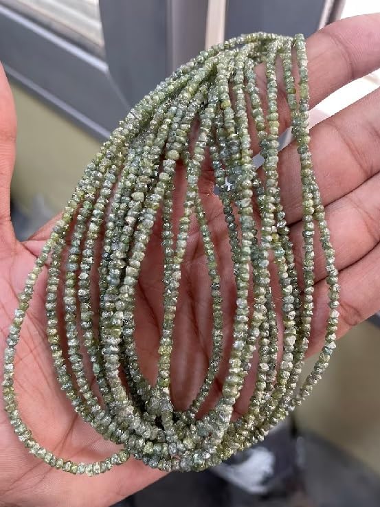 Natural Green Diamond Uncut Beads Strand Raw Diamond Beads Green Rough Uncut Diamond Beads for Jewelry Making Crafts