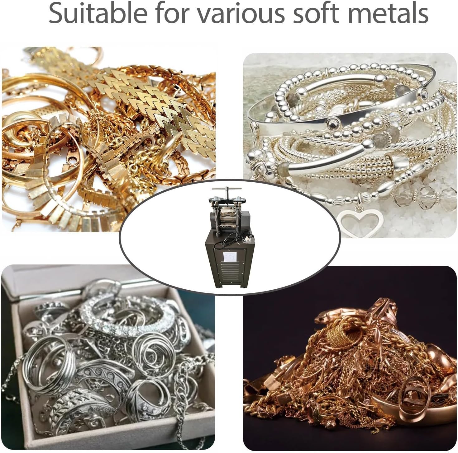 BEILOCKERY 110V 1.5P Electric Vertical Jewelry Rolling Mill Machine 1500W DIY Jewelry Making Flake Pressing Machine Smooth Roller Metal Wire/Flat Sheet Presser for Gold Silver Platinum Copper