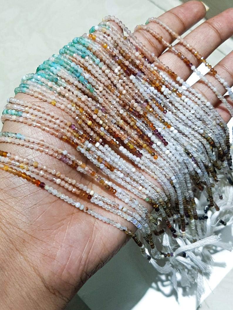 GEMZ 8 inch Strand of Natural Multi Gemstone rondelle Shape Faceted Cut Multi Color Color Beads for DIY Jewelry Making- Earring Necklace Bracelet.