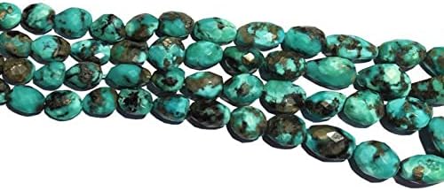 13 inch Strand of Natural gem Arizona Turquoise, 12-21mm Fancy Oval Faceted Beads for DIY Jewelry Making. | Beads_01993, blue