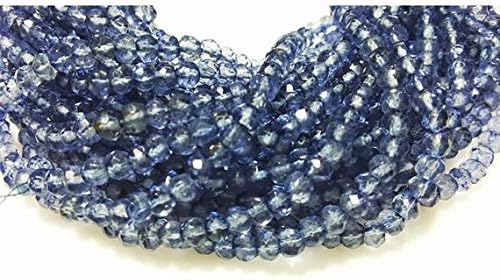 5 Strand Natural Iolite Gem Stone, Micro Faceted Beads, Coated Quartz, Rondelle Beads, Wholesale Beads, 4mm Beads, 13 Inches Code-HIGH-19014