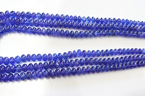 3 Strands Necklace, Super Finest AAA++ Quality Natural Tanzanite Smooth Large Huge Size Rondelles 14-5mm