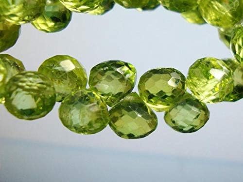 Perit Micro Faceted Onion Briolette, AAA Green Apple Green Perit, 5-5.5mm, 4 Inch Long Strand Code-HIGH-62018