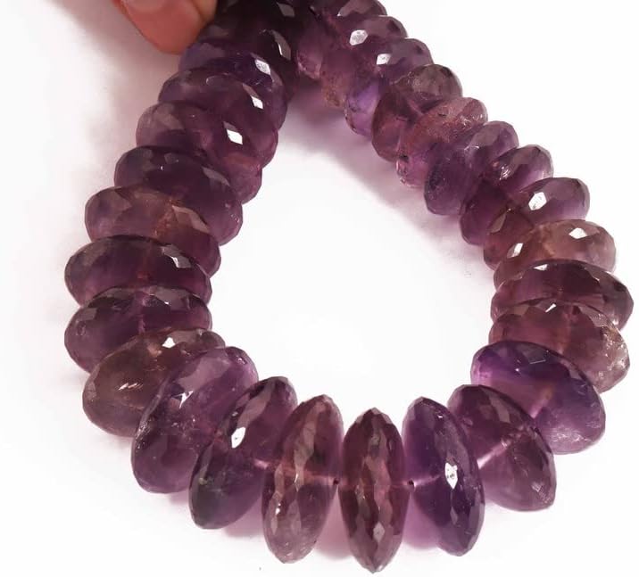 13 inch Strand of Natural gem Amethyst, 22x8-12x5mm Button Faceted Beads for DIY Jewelry Making. | Beads_03886