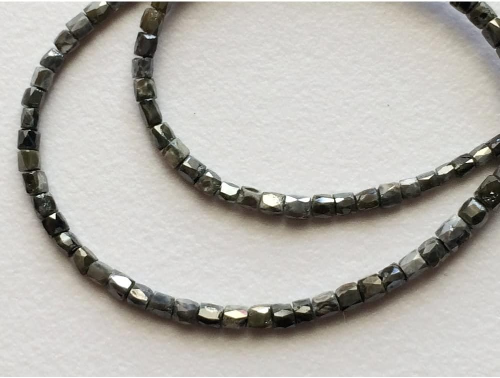1.5mm To 2.5mm Gray Sparkling Faceted Diamond Beads, Conflict Free Diamonds For Jewelry, Faceted Pipe Diamonds (4IN To 16IN Options), 1.5 MM - 2.5 MM