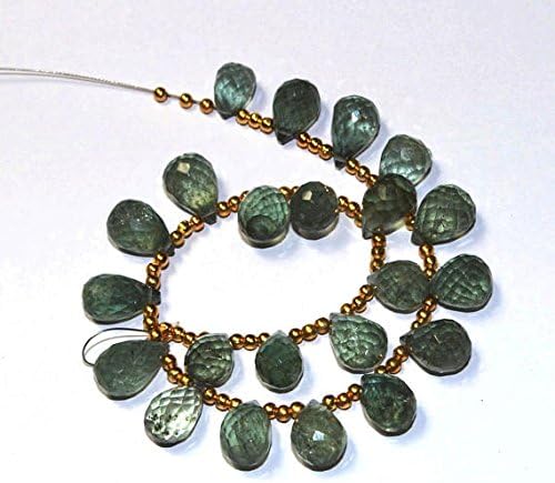 13 inch natural beads strand of 9x6-12x7mm faceted teardrop moss aquamarine gemstone briolletes beads for DIY jewelry - necklace, bracelet, earring, ring.