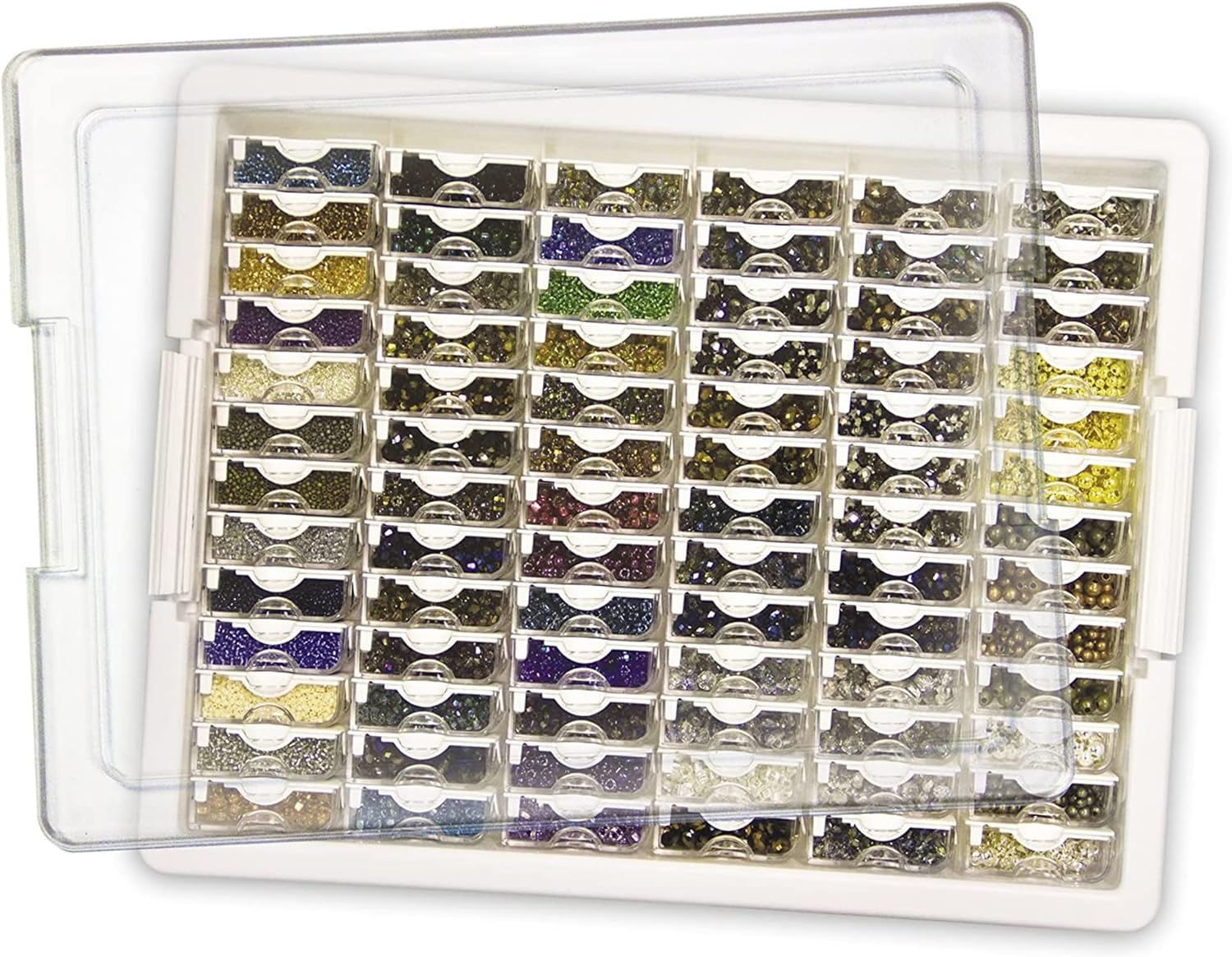Elizabeth Ward Bead Storage Solutions 82 Piece Stackable Bead Storage Containers with Lid for Art Supplies and Craft Storage, Clear (2 Pack)