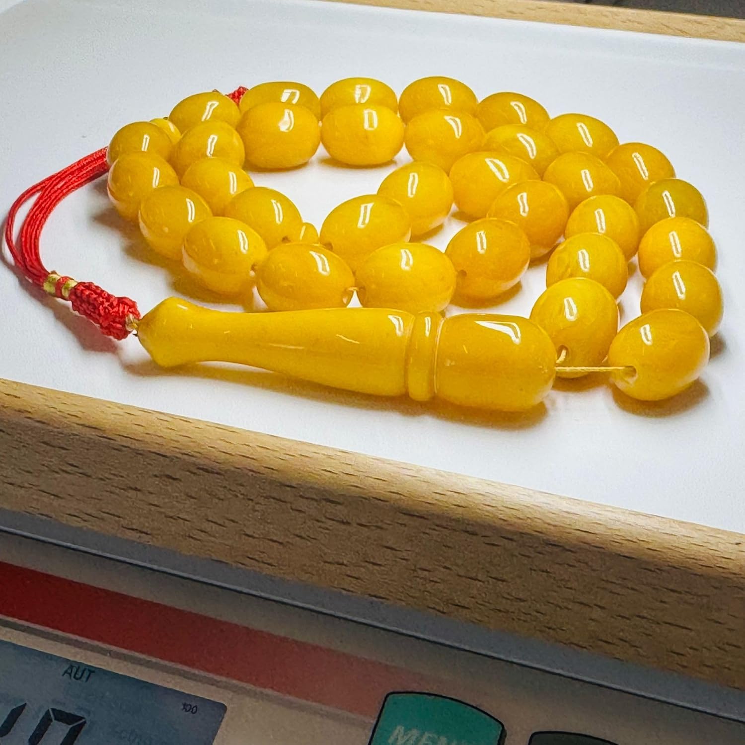 AMBERSTONE Butterscotch Amber Islamic Prayer Beads - Muslim Rosary - Premium Handmade Tasbeeh for Dhikr - Amber Misbaha - 33 Beads / 74.8 g