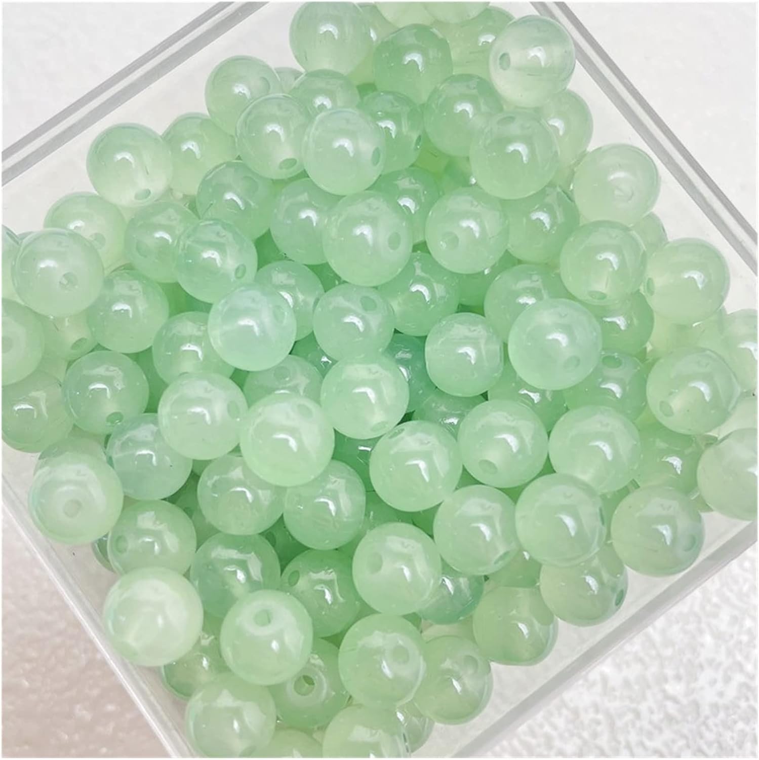 8mm Imitation Jade Glass Beads DIY Handmade Jewelry Straight Hole Beading Jewelry Accessories Trendy Wind Loose Beads(A)