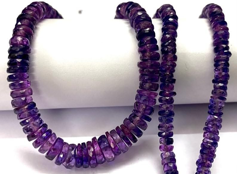 Natural Pinkish~Purple Sapphire tyre facated Beads 5-8 MM 18 inch Long String Jewelry Making Gemstone Beads for Necklace Bracelet
