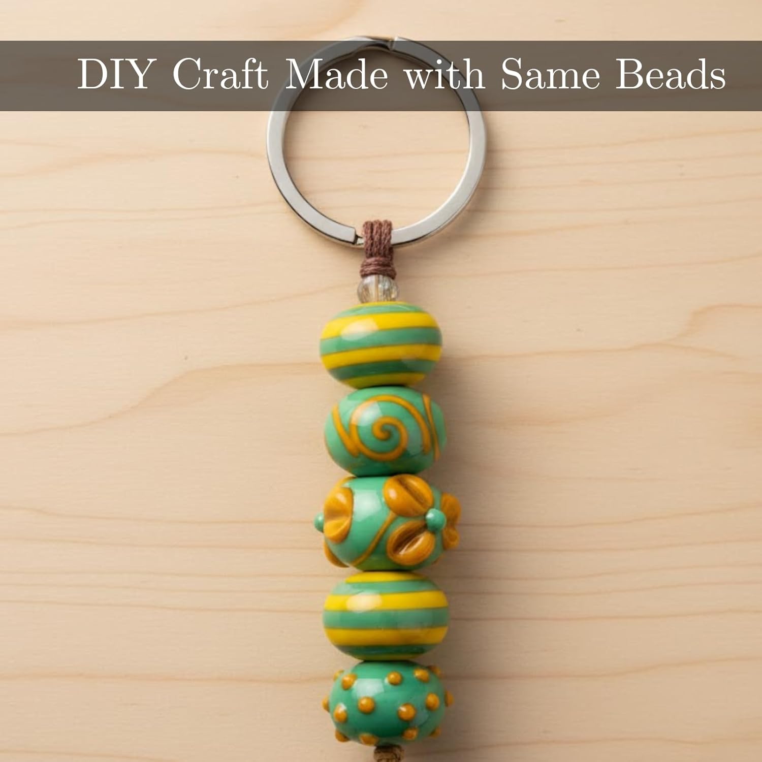 Handcrafted Multicolor Lampwork Glass Beads | Turquoise & Yellow Decorative Artistic Beads | Available in 10 Strands | Premium Handmade for Jewelry Making & DIY Crafts.