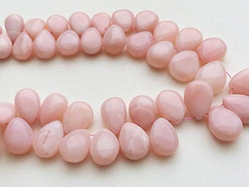 13 inch natural beads strand of 7x10-12x17mm smooth pear pink opal gemstone briolletes beads for DIY jewelry - necklace, bracelet, earring, ring.