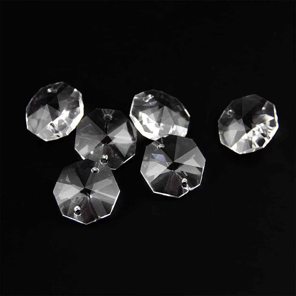 Hanging Crystals Prisms 10mm-40mm 50pcs/lot Clear Octagon Beads Crystal Glass Beads Hangings Crystals for Decoration(40mm)