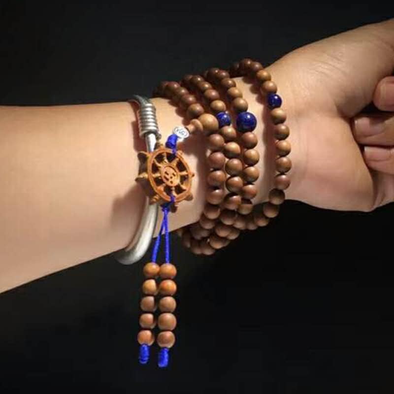 Mascot Wooden Crafts Wood Carving Art Wood Decoration Artwork 老山檀香手串小弥勒佛108颗 文玩手串念珠男女檀木佛珠手链(DIY沉水6MM老山)