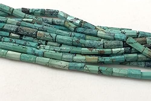1 Strand Natural Arizona Turquoise Faceted Tube Beads, Natural Turquoise Tubes, Turquoise Necklace, 7-15mm, 16 Inch