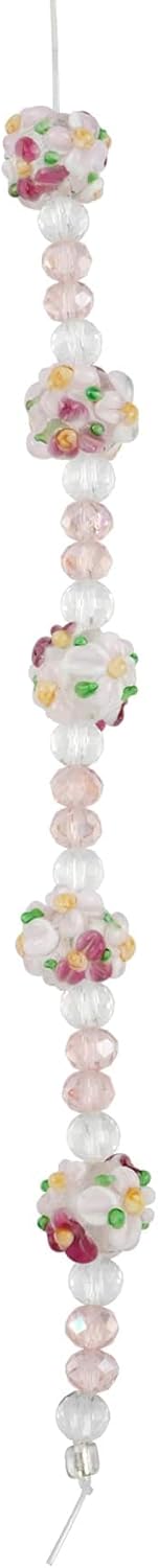 Bead Landing Flower Lampwork Glass Ball Bead Mix – Handmade Beads with Spacer Beads in Various Sizes for Jewelry Making, Crafts & Home Decor, 12 Pack